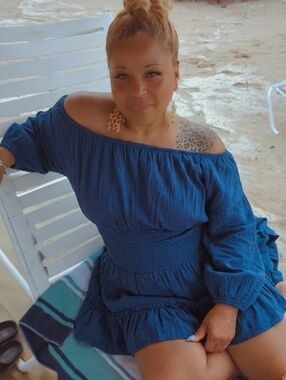 Free People Blue Off-Shoulder Mini Dress